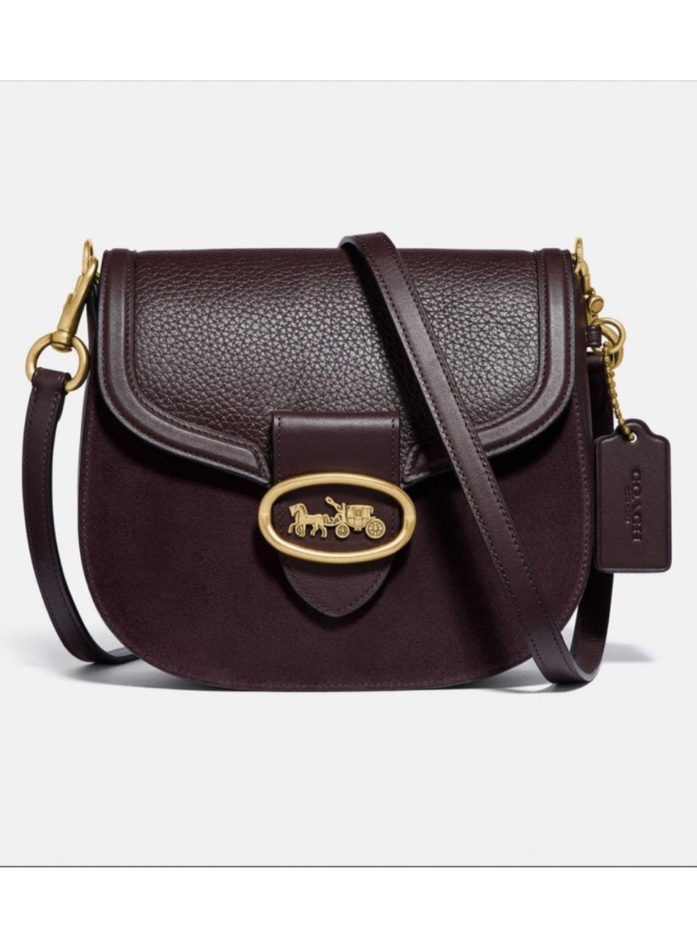 NWT Coach Kat Saddle Bag 88263 Oxblood Leather Suede Crossbody Retired (HTF!)